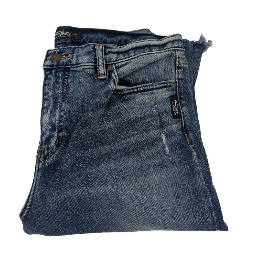 EUC Silver Jeans‎ Womens W30/L27 Vintage Ankle Straight Distressed Raw Hem